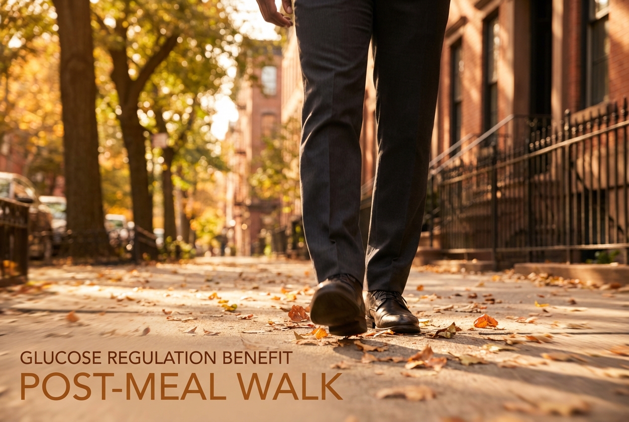 Relieving Constant Bloat: How Glucose Regulation and Stable Energy Support Your Gut Legs and shoes of a person mid-stride on a tree-lined sidewalk